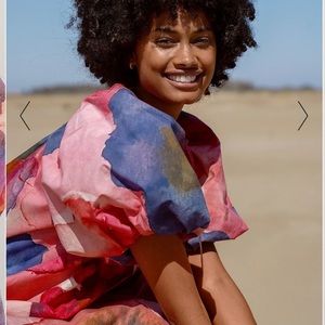 NA-KD Maxi Volume Cotton Floral Maxi Dress size 34 New